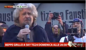 Beppe Grillo movimento 5 stelle a Sky TG24 domenica 17 febbraio 2013