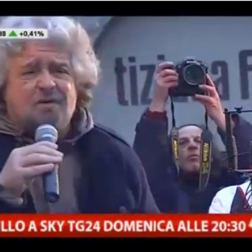 Beppe Grillo in diretta su Sky TG24 domenica 17 febbraio